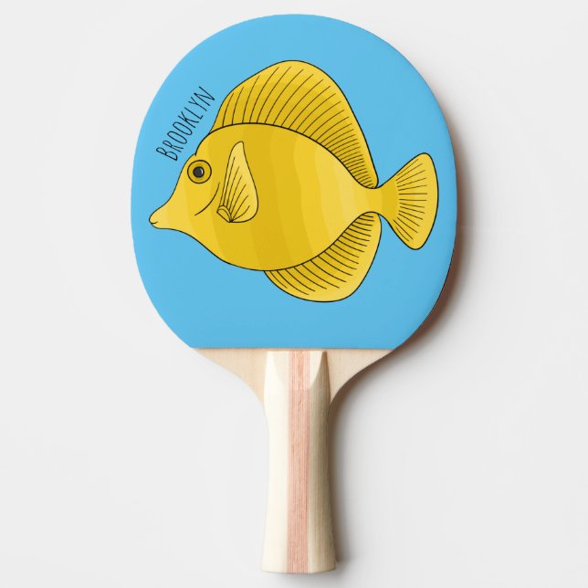 Yellow tang fish cartoon illustration  ping pong paddle (Front)