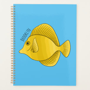 Yellow tang fish cartoon illustration planner