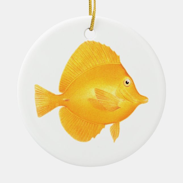 Yellow Tang Fish Ceramic Tree Decoration (Front)