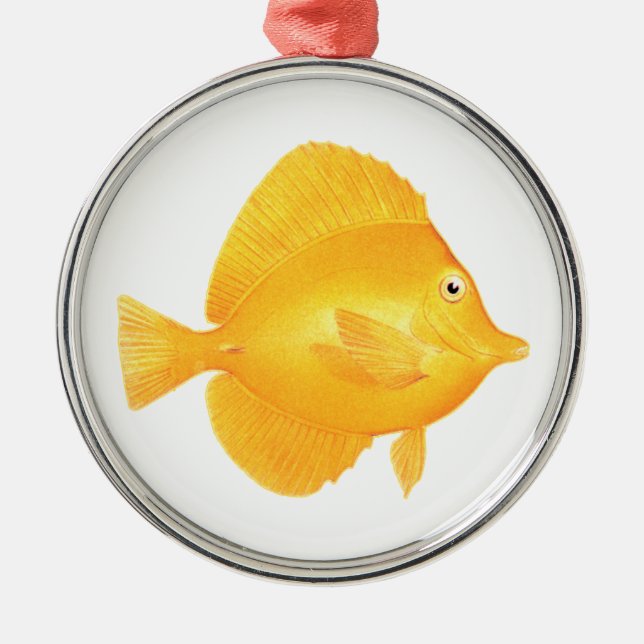 Yellow Tang Fish Metal Tree Decoration (Front)