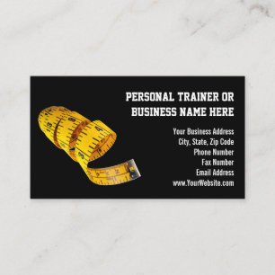 Yellow Tape Measure Personal Trainer Weight Loss Business Card
