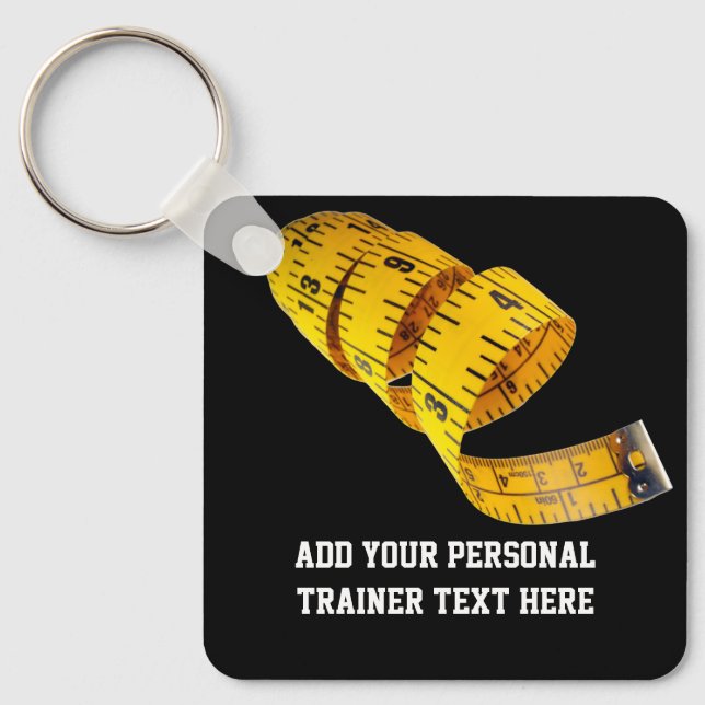 Yellow Tape Measure Personal Trainer Weight Loss Key Ring (Front)