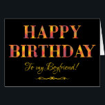Yellow Tartan on Black Birthday Card for Boyfriend<br><div class="desc">A chic Birthday Card for a Boyfriend,  with Happy Birthday in red and yellow tartan lettering on a black background. This digital design is part of the Posh & Painterly 'Rangoli Collection'.</div>