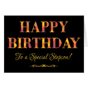 Yellow Tartan on Black Birthday Card for Stepson
