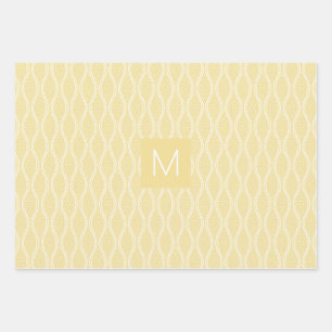 Yellow Tatewaku with 3 Monograms Wrapping Paper Sheet