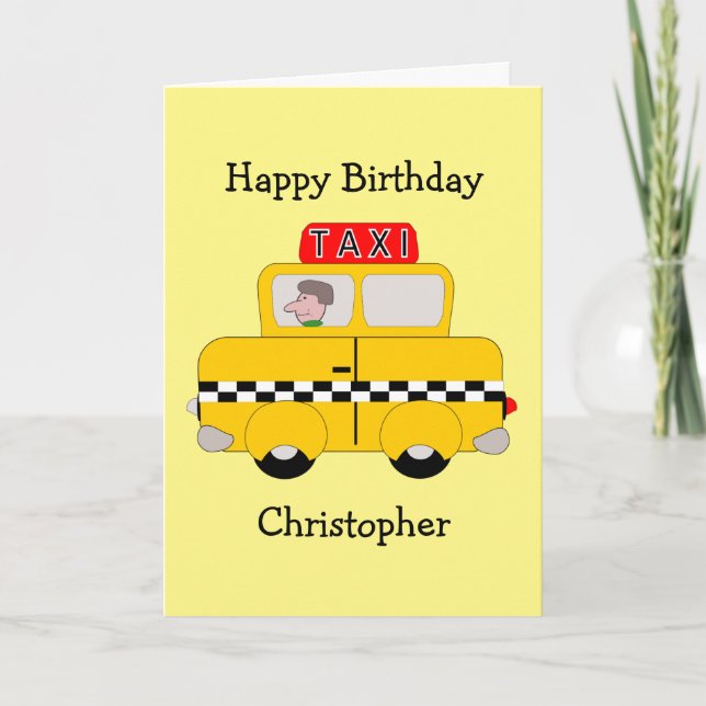 Yellow Taxi Birthday Card (Front)