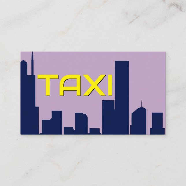 Yellow TAXI blue cityskyline taxi driver cabdriver Business Card (Front)