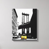 Yellow Taxi Brooklyn Bridge Nyc New York City Art