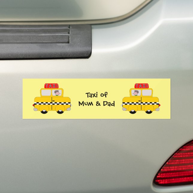 Yellow Taxi Bumper Sticker (On Car)