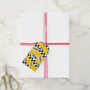 Yellow Taxi Cab Driver Chequerboard Pattern Gift Tags