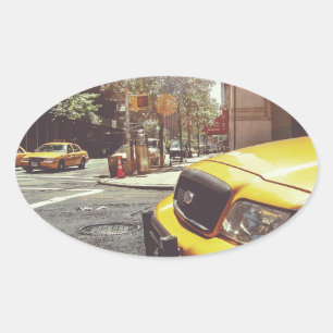 Yellow Taxi Cab of New York City Oval Sticker