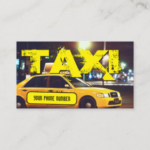 Yellow TAXI city lights taxi driver cabdriver car Business Card