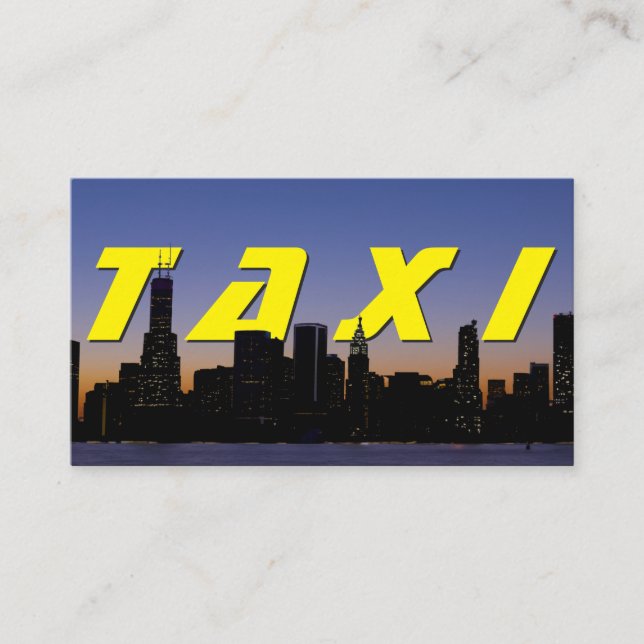 Yellow TAXI city skyline for taxi driver cabdriver Business Card (Front)
