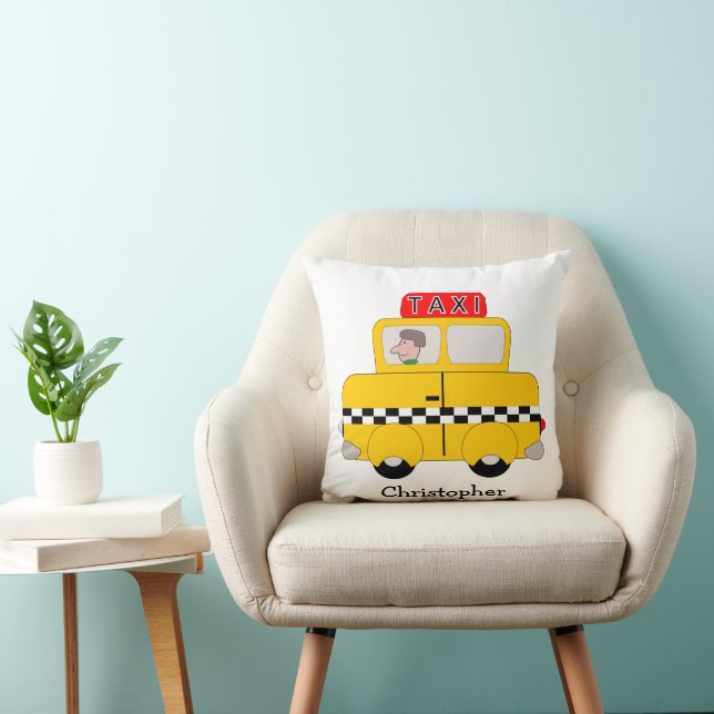 Yellow Taxi Design Personalised Cushion (Chair)