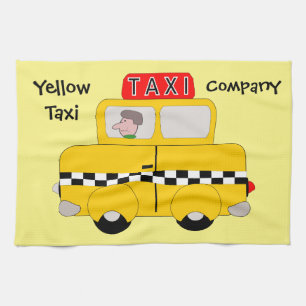 Yellow Taxi Design Tea Towel