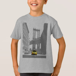 Yellow Taxi New York City Nyc Brooklyn Bridge Boys T-Shirt