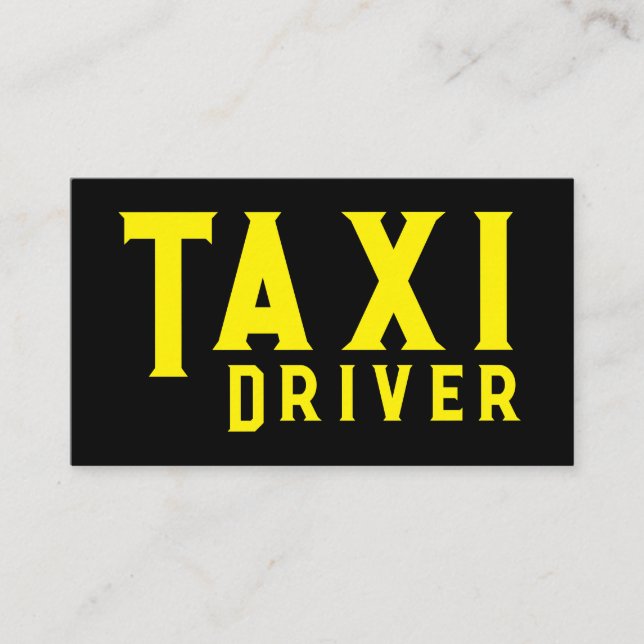 Yellow TAXI night city skyline taxi driver service Business Card (Front)