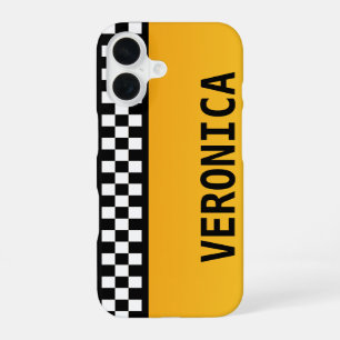 Yellow Taxi Stripe "Add Your Name" iPhone 16 Case