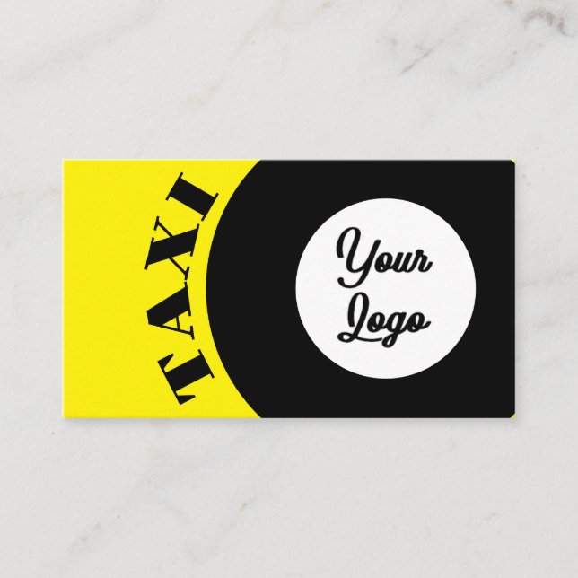 Yellow TAXI with logo for taxi driver cabdriver Business Card (Front)
