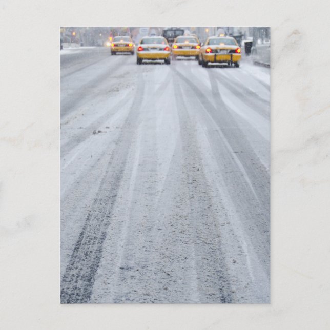 Yellow Taxis in Blizzard Postcard (Front)