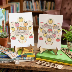 Yellow Teacher School Apple Pattern Thank You Card