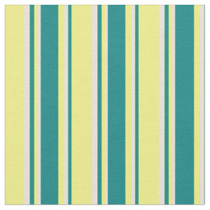 Yellow, Teal & Bisque Coloured Stripes Fabric