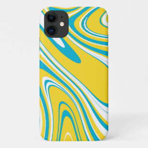 Yellow Teal Colours Marble Pattern Swirl Abstract Case-Mate iPhone Case