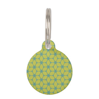 Yellow/Teal Geometric Flower Pet Tag