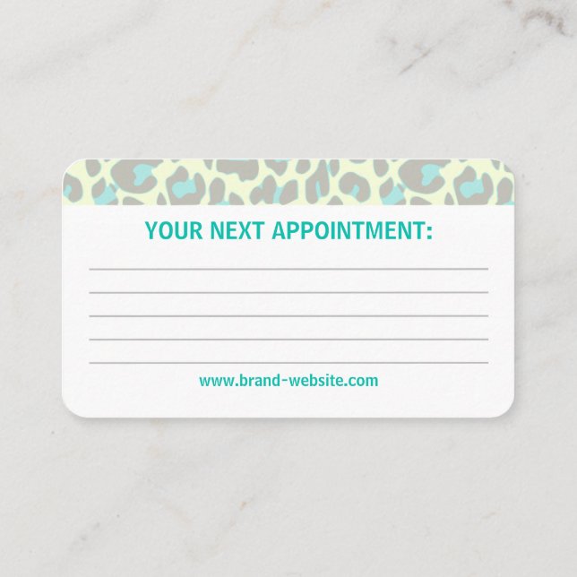 Yellow Teal Leopard Print Rockabilly Pattern Cute Business Card (Back)