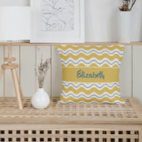 Yellow & Teal Nautical Waves Personalized Coastal
