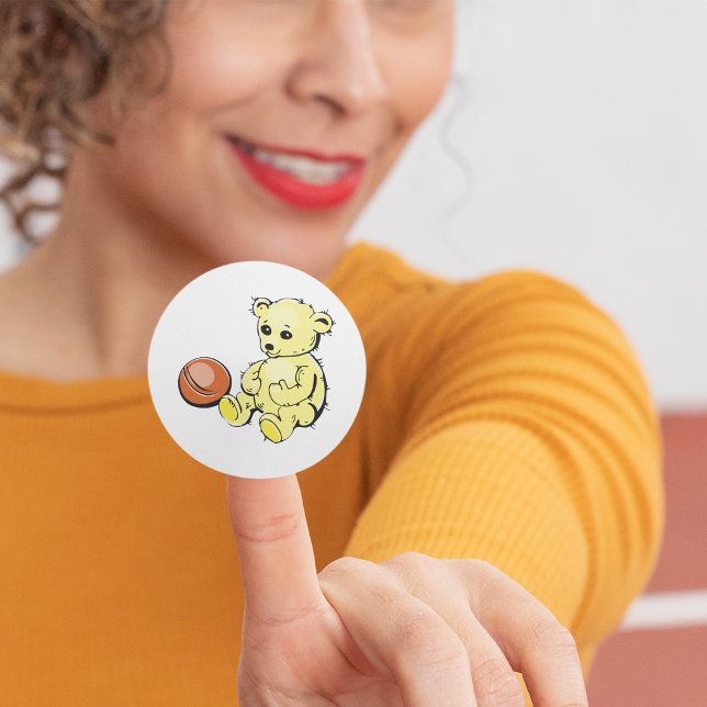 Yellow Teddy Bear Classic Round Sticker (Creator Uploaded)