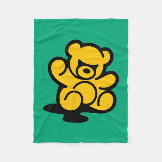 Yellow Teddy Trouble Fleece Blanket