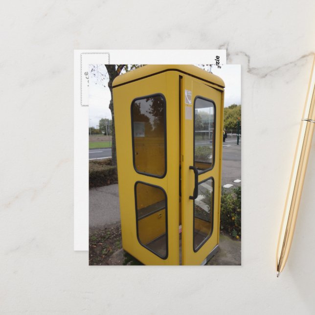 Yellow Telephone Booth Postcard (Front/Back In Situ)
