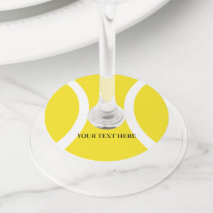 Yellow tennis ball Birthday party wine glass tags