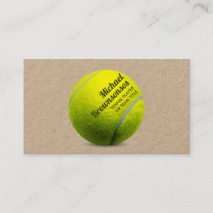 Yellow Tennis Ball Curved Name Coach Business Card
