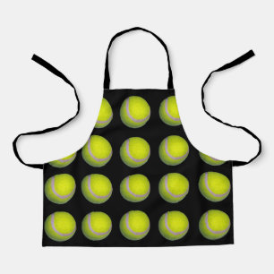 Yellow Tennis Balls On Black Kids Full Print Apron