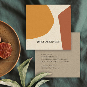 YELLOW TERRACOTTA MODERN RUSTIC ABSTRACT ARTISTIC SQUARE BUSINESS CARD