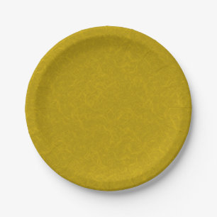 Yellow textured surface with swirling pattern paper plate