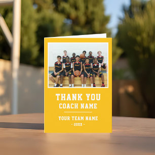 Yellow Thank you Coach Card Team Name Photo