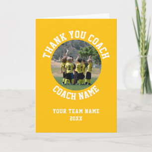 Yellow Thank you Coach Card Team Name Photo