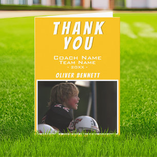 Yellow Thank you Coach Card with Photo Name