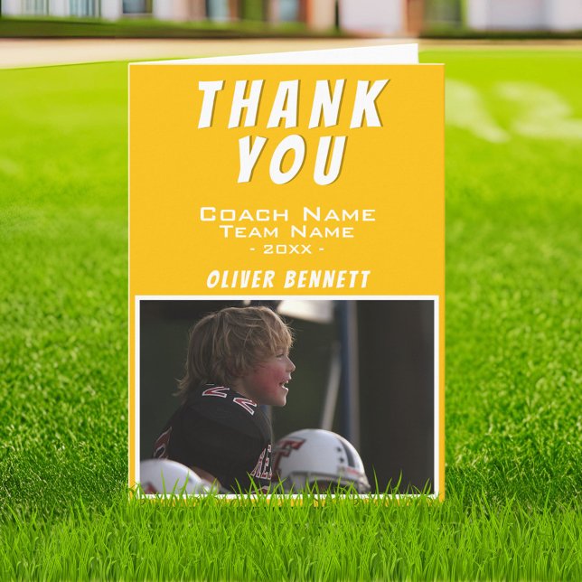 Yellow Thank you Coach Card with Photo Name (Creator Uploaded)