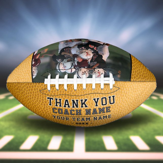 Yellow Thank you Coach Team Name Photo Football (Creator Uploaded)