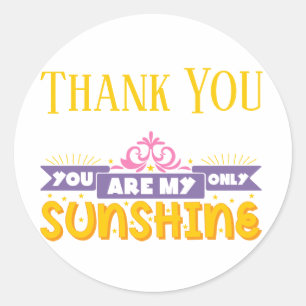 Yellow Thank You You Are My Sunshine Wedding Classic Round Sticker