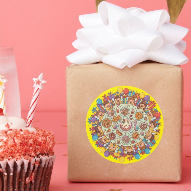 Yellow Themed Fairy Costume Party For Children Classic Round Sticker (Party)