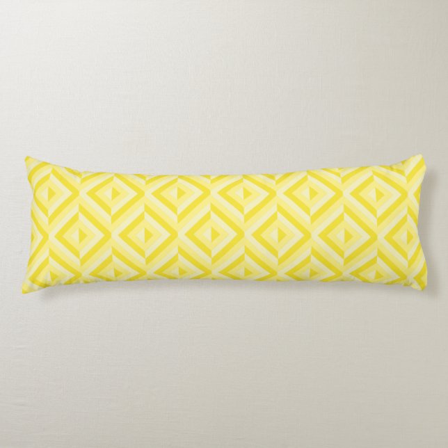 Yellow Three-Tone Diamond Pattern Body Cushion (Front)