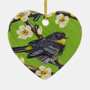 Yellow Throat Warbler ~ Spring Ceramic Tree Decoration