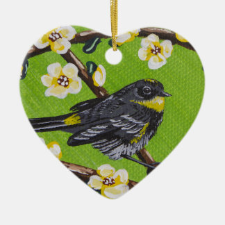 Yellow Throat Warbler ~ Spring Ceramic Tree Decoration