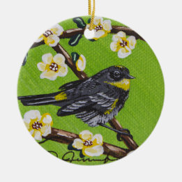 Yellow Throat Warbler ~ Spring Ceramic Tree Decoration