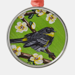 Yellow Throat Warbler ~ Spring Metal Tree Decoration